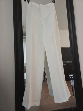 MANGO Classic Women's White Wide-Leg Trousers Siza US 8/ EU 40